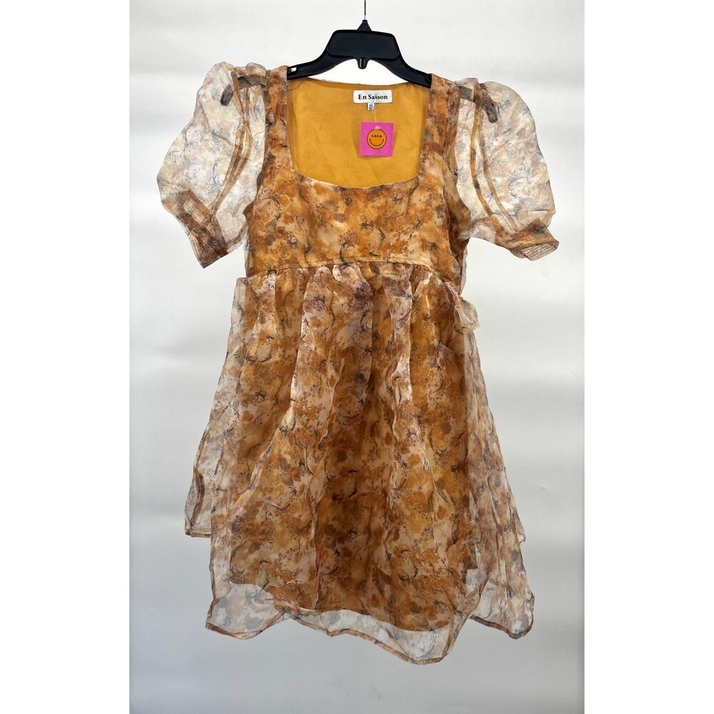 Women's Dress - En Saison by Lala Fall Mini Boho Floral Blouson Dress - Picture 4 of 8